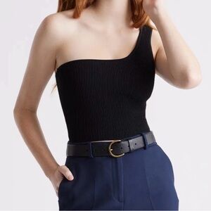 Black One-Shoulder knit tank